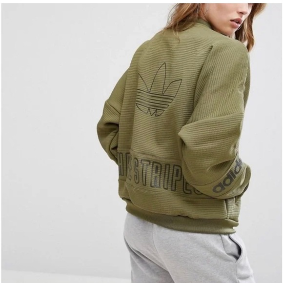 Green Adidas Waffle Bomber Jacket - Picture 5 of 8